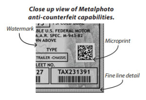 Metalphoto® Anti-Counterfeit Capabilities